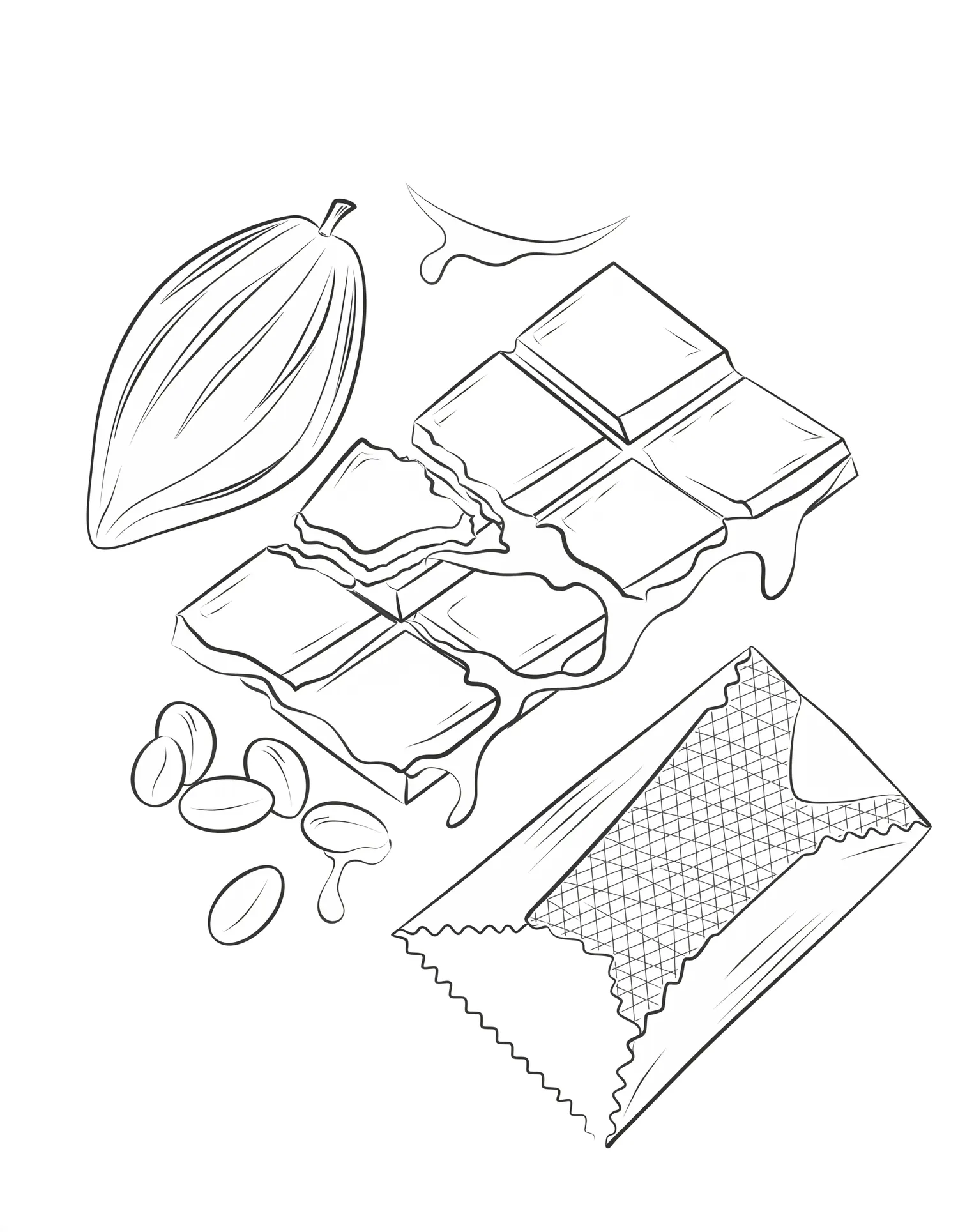 Tablette de Chocolat Fondante, Coloriage pâtisserie à imprimer gratuitement